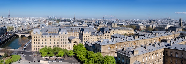 Bovenaanzicht van de kathedraal notre dame in parijs