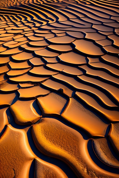 Bovenaanzicht van droge en gebarsten grond tijdens droogte