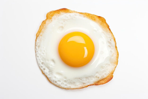 Bovenaanzicht van een gebakken ei geïsoleerd op een witte achtergrond voedsel objectontwerp