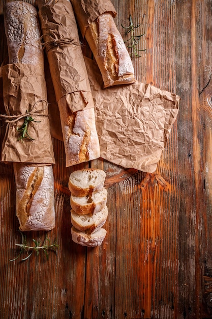 Bovenaanzicht van Frans stokbrood