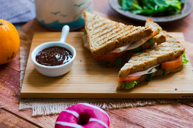 Bovenaanzicht van gezonde sandwich