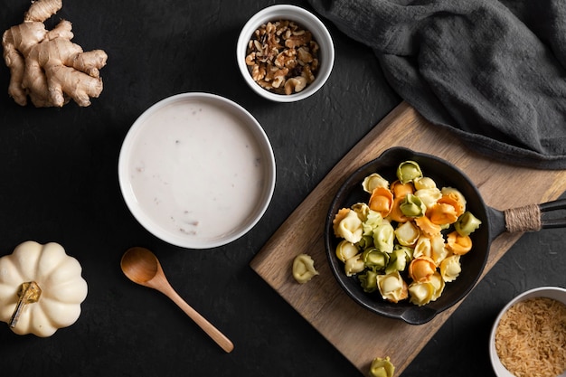 Foto bovenaanzicht van heerlijk eten concept