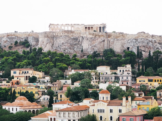 Bovenaanzicht van het gebied van Plaka en de Akropolis.