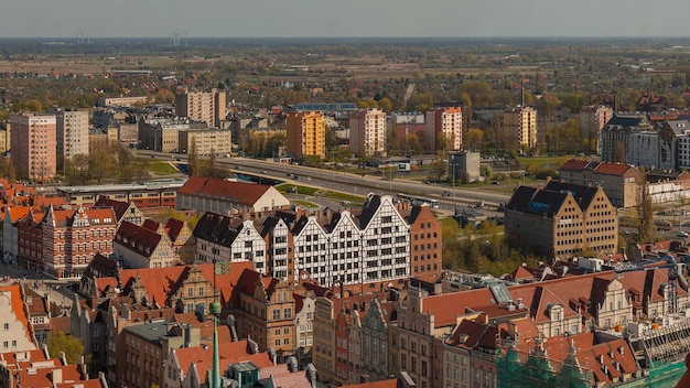 Bovenaanzicht van het oude centrum van Gdansk