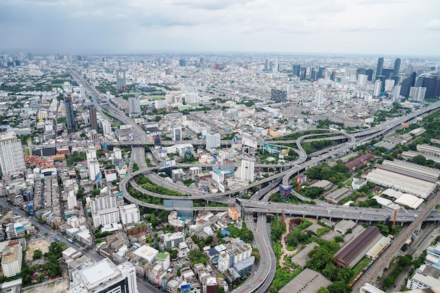 Bovenaanzicht van het stadsgebouw van het stadsbeeld van Bangkok