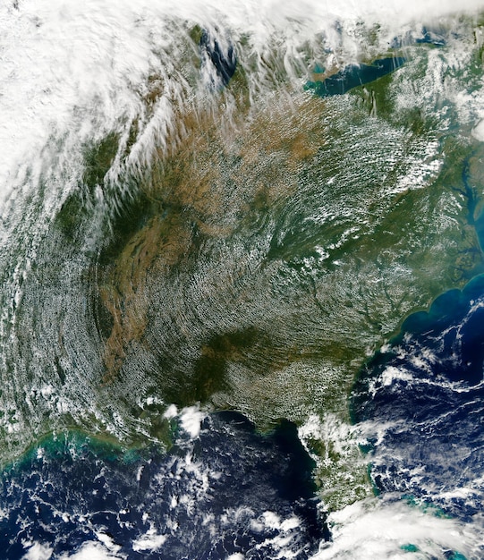 Bovenaanzicht van hogedrukwolktextuur op Amerikaanse elementen van deze afbeelding geleverd door nasa