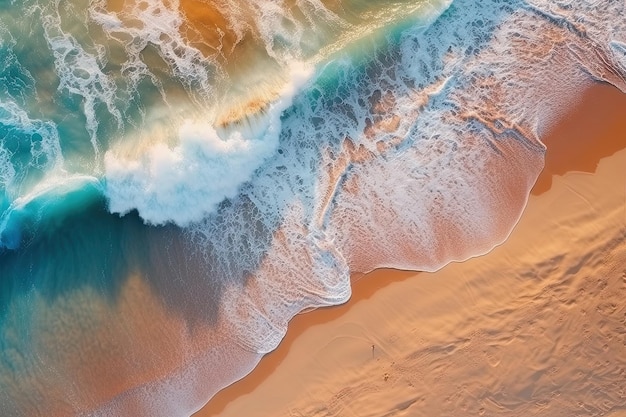 Bovenaanzicht van oceaangolven op zandstrandlandschap