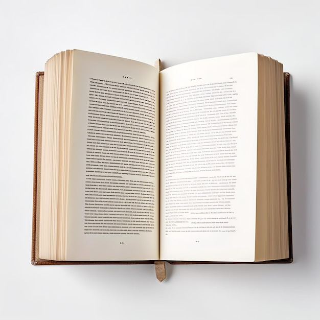 Bovenaanzicht van open boek met lege blanco witte pagina's Notebookcompositie voor catalogustijdschriften
