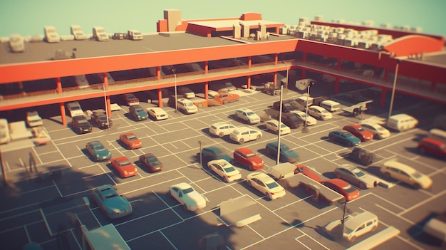 Bovenaanzicht van parkeerplaats gemaakt Generatieve AI
