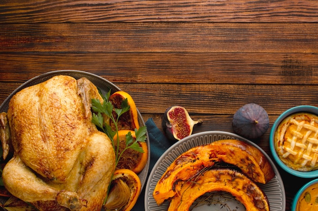 Foto bovenaanzicht van thanksgiving concept met kopie ruimte