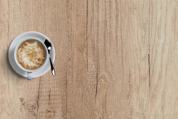 Bovenaanzicht warme koffie cappuccino geïsoleerd