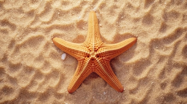 bovenaanzicht zeester op zandstrand achtergrond