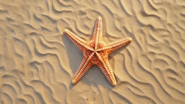 bovenaanzicht zeester op zandstrand achtergrond