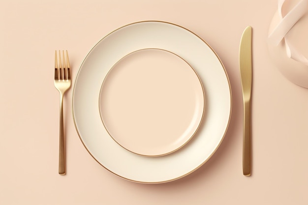 Bovenbeeld elegant bord met vork