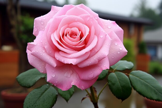 Bovenbeeld en geïsoleerd beeld van een prachtige roze roosbloem