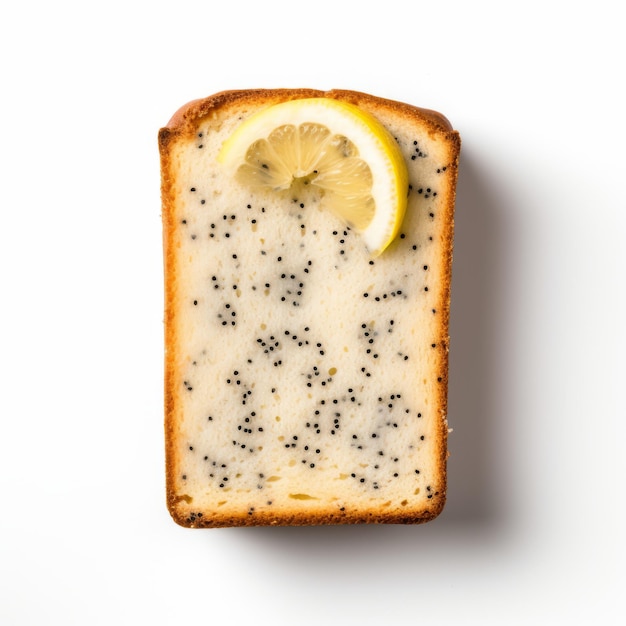 Foto bovenbeeld minimalistisch van een geïsoleerd brood van citroen papaverzaad