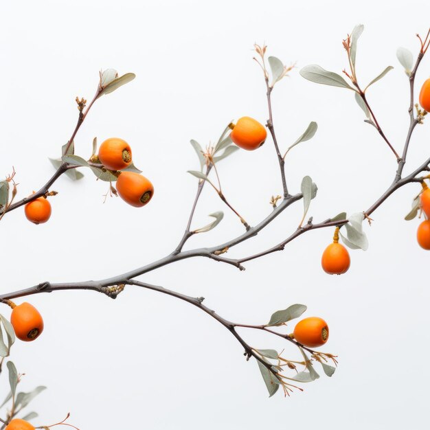 Foto bovenbeeld minimalistisch van een geïsoleerde tak van een persimmonboom