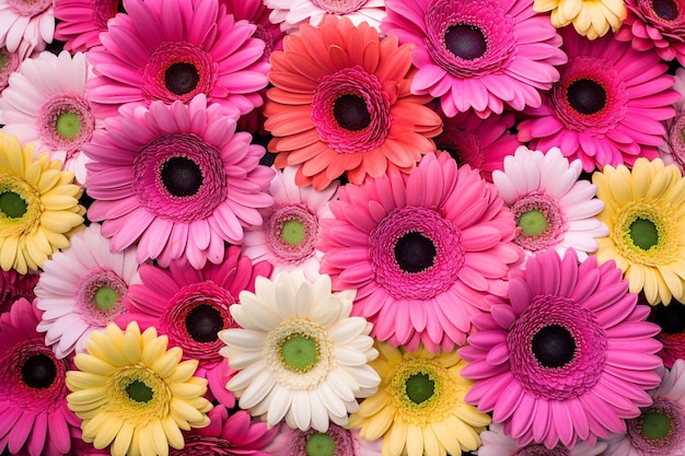 Bovenbeeld van de lente gerbera bloemen