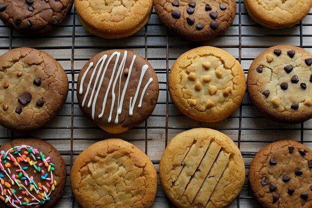 Foto bovenbeeld van de rangschikking van de koekjes