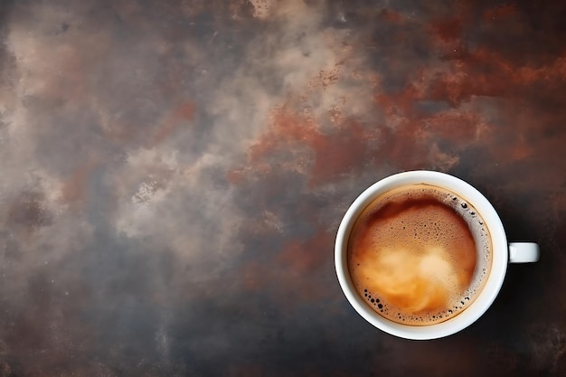 Bovenbeeld van een kopje koffie met kopieerruimte