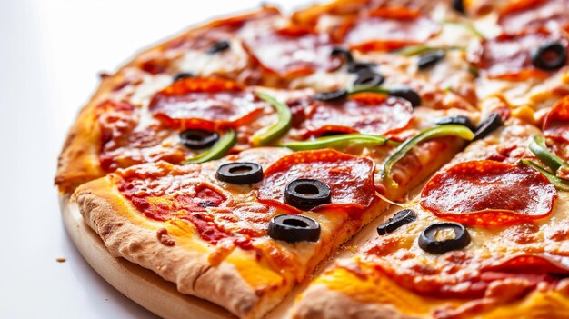 Bovenbeeld van een margherita pizza op een generatieve Ai-achtergrond