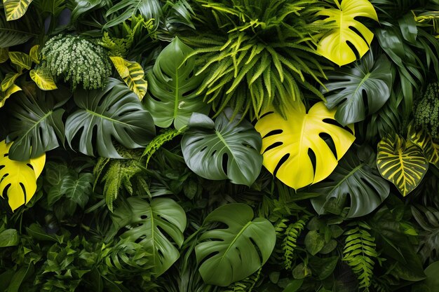 Foto bovenbeeld van een mooi plantblad met kopieerruimte