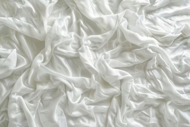 Foto bovenbeeld van gerimpelde witte lakens voor ontspanning
