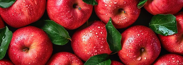 Bovenbeeld van rode appels met zoetwaterdruppels Levendige gezonde eetgewoontes van appels