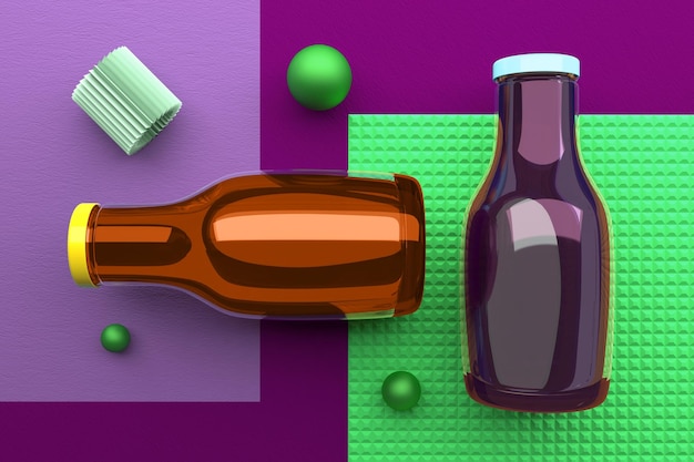 Bovenkant drinkflessen perspectiefweergave