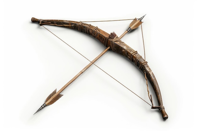 Фото Лук и стрелы классический изолированный на белой стреле