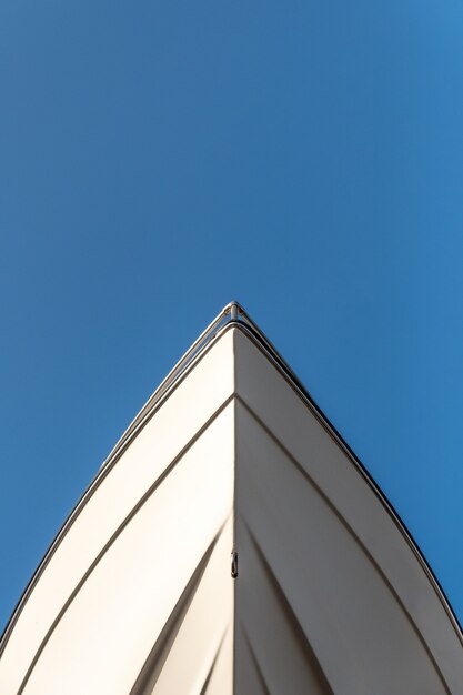 Bow of a boat seen from below