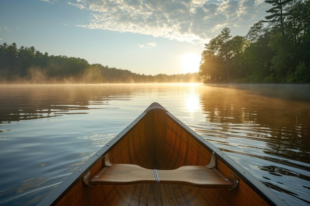 Photo bow of a canoe on a lake sunny morning