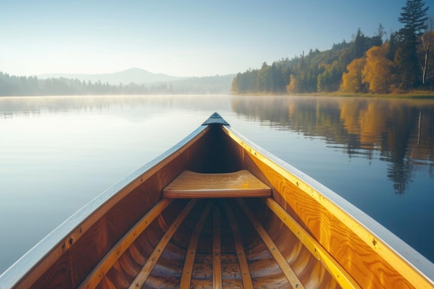 Photo bow of a canoe on a lake sunny morning