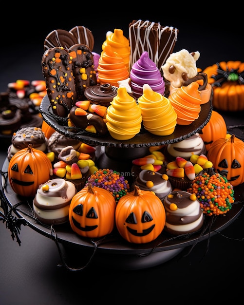 Foto arco di dolci di halloween candy corn