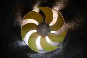 Photo bow thruster propellers on a motor yacht closeup