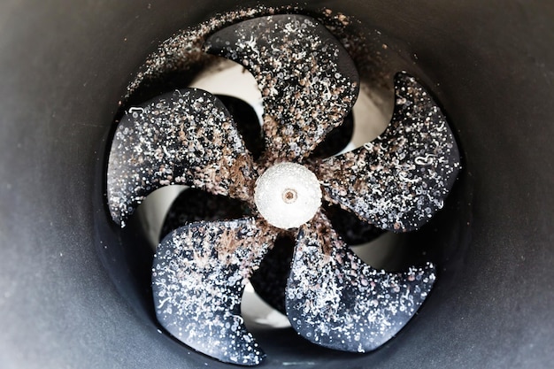 Photo bow thruster propellers on a motor yacht closeup