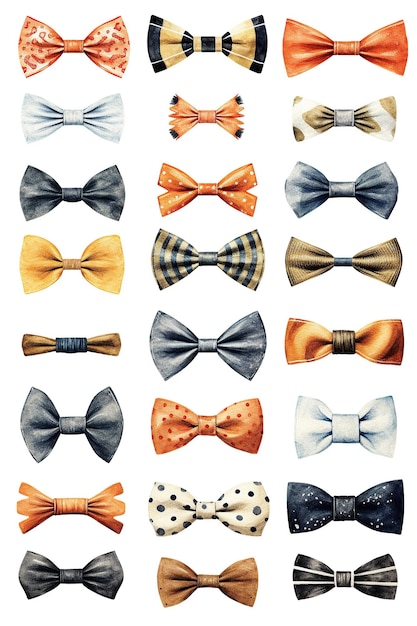 Bow tie watercolor clipart cute isolated on white background with Generative AI