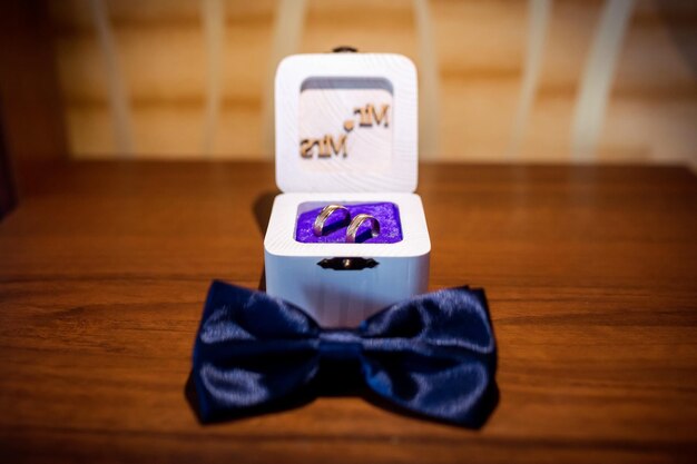 Bow tie and Wedding rings Wedding decoration