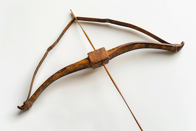 Photo a bow with a long arrow on it is made of wood