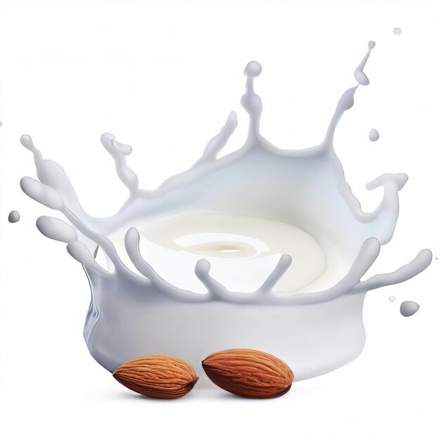 a bowl of almonds and almonds is shown with a white background.