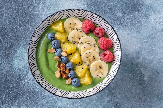 Bowl of avocado spinach smoothie