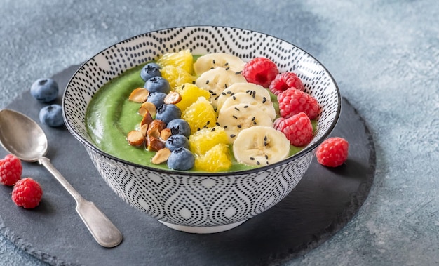 Bowl of avocado spinach smoothie