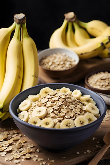 a bowl of bananas and oats