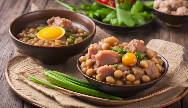 Photo a bowl of beans with beans and beans with a side of beans