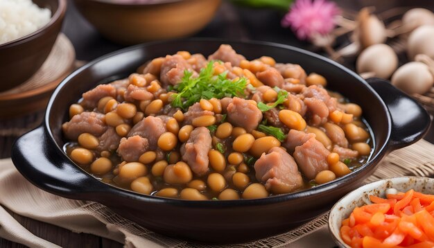 Photo a bowl of beans with a side of beans and a bowl of beans