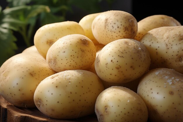 Photo bowl beauty a single raw potato slice in exquisite detail