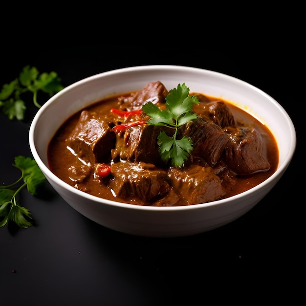 Photo a bowl of beef and a bowl of parsley