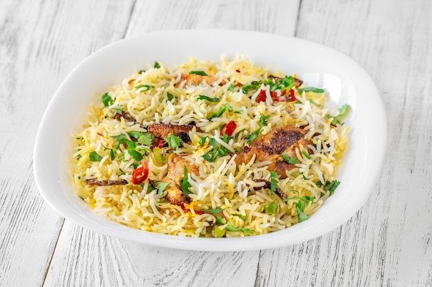 Bowl of biryani popular South Asian rice dish