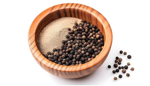 A bowl of black pepper next to some other spices.