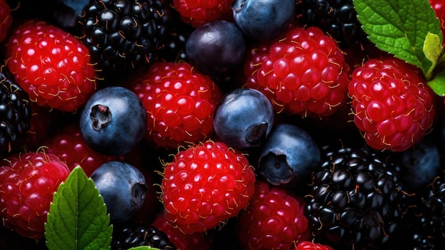 A bowl of blackberries and raspberries